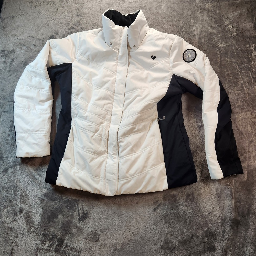Obermeyer Jacket Womens 13 White Black Colorblock Tuscany II Insulated Ski